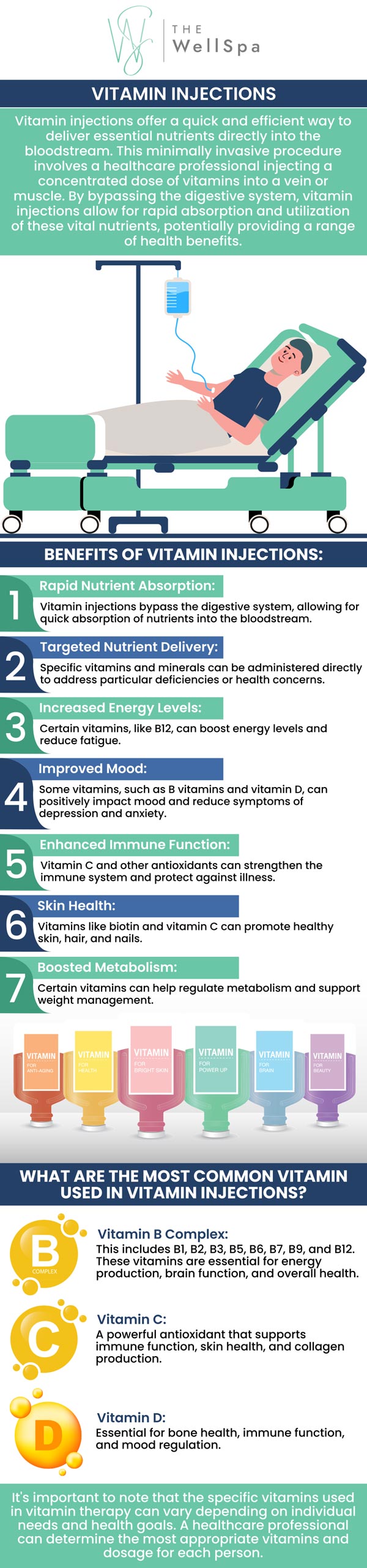 Vitamin injections are a highly effective way to deliver essential nutrients directly into the bloodstream, bypassing the digestive system for immediate absorption. At The WellSpa in Winter Park, FL, Kelli Marchewka, PA-C, and her team offer vitamin injection therapies targeted to support energy, immunity, hydration, and overall wellness. Common injections include B12, vitamin C, and glutathione for detox and skin rejuvenation. For more information, please contact us today or book an appointment online now! We are conveniently located at 999 S Orlando Avenue, Winter Park, FL 32789.